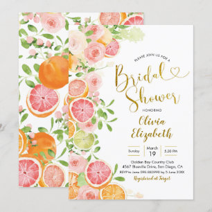 Grapefruit Citrus Fruit Bridal Shower Invitation Kaart