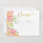 Grapefruit Citrus Fruit Bruiloft Recept Kaart (Voorkant)