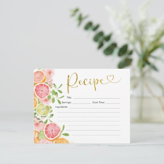 Grapefruit Citrus Fruit Bruiloft Recept Kaart (Staand voorkant)
