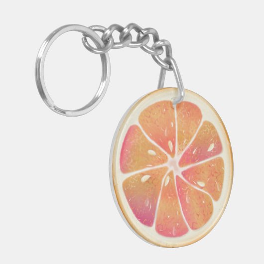 Grapefruit Citrus Fruit Slice Sleutelhanger (Voorkant Links)