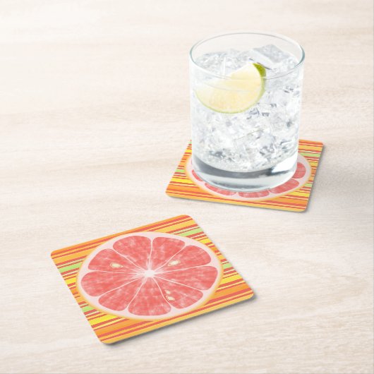 Grapefruit Citrus Slice on Stripes Kartonnen Onderzetters (Insitu)