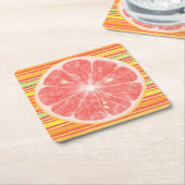 Grapefruit Citrus Slice on Stripes Kartonnen Onderzetters (Schuin)