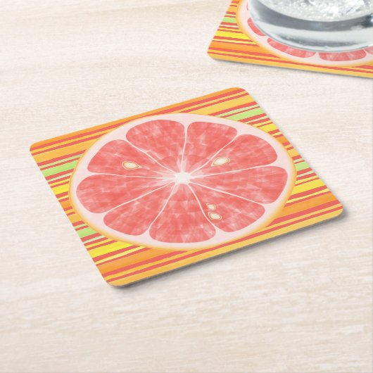 Grapefruit Citrus Slice on Stripes Kartonnen Onderzetters (Schuin)