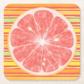 Grapefruit Citrus Slice on Stripes Kartonnen Onderzetters (Voorkant)