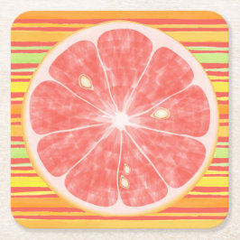 Grapefruit Citrus Slice on Stripes Kartonnen Onderzetters
