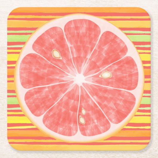 Grapefruit Citrus Slice on Stripes Kartonnen Onderzetters (Voorkant)