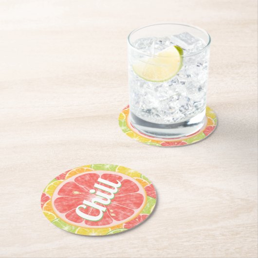 Grapefruit Citrus Slices Chill Ronde Kartonnen Onderzetter (Insitu)