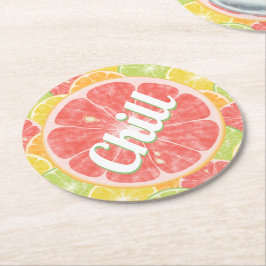 Grapefruit Citrus Slices Chill Ronde Kartonnen Onderzetter