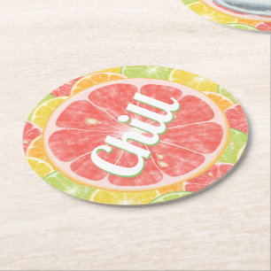 Grapefruit Citrus Slices Chill Ronde Kartonnen Onderzetter