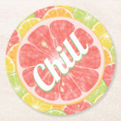 Grapefruit Citrus Slices Chill Ronde Kartonnen Onderzetter (Voorkant)