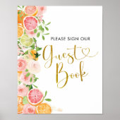 Grapefruit Citrus Vrijgezellenfeest Guest Book Poster (Voorkant)