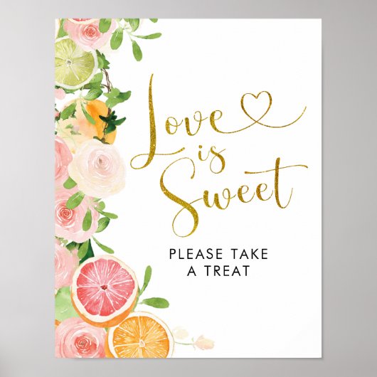 Grapefruit Citrus Vrijgezellenfeest Love is Sweet Poster (Voorkant)