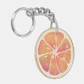 Grapefruit Citrus Vrucht Schijf Sleutelhanger (Voorkant Links)