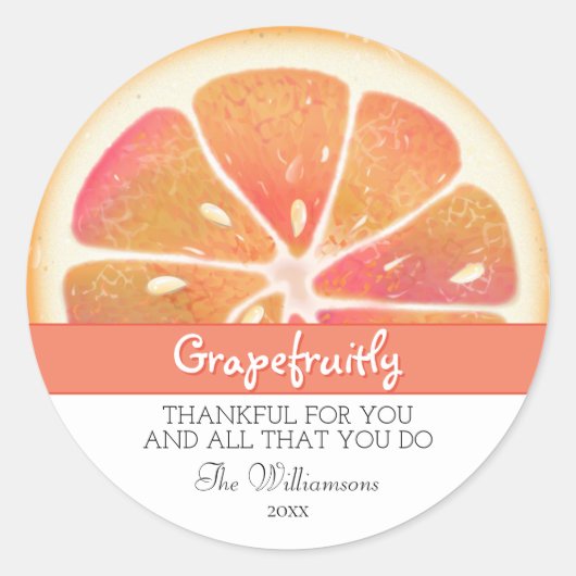 Grapefruit Citrusfruit | Dank Je Ronde Sticker (Voorkant)