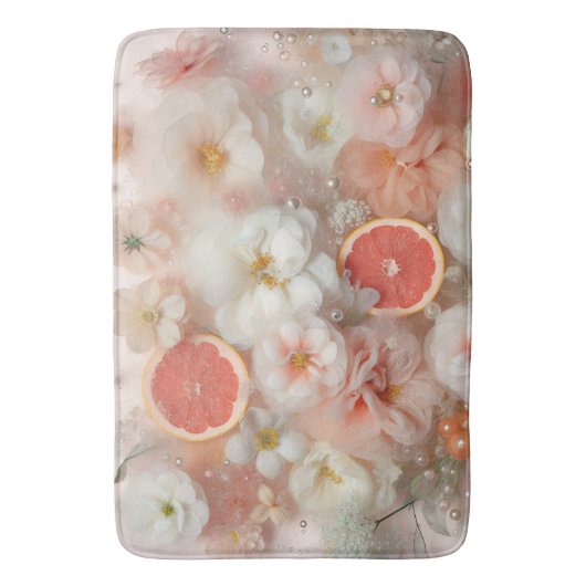 Grapefruit en bloemen Abstract Badmat (Voorkant Verticaal)