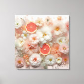 Grapefruit en bloemen Abstract Canvas Afdruk (Voorkant)