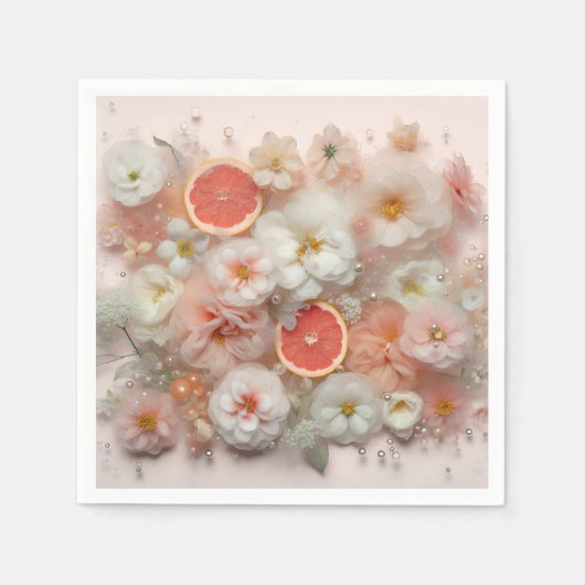 Grapefruit en bloemen Abstract Servet (Voorkant)