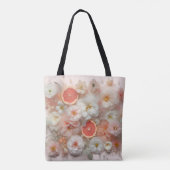 Grapefruit en bloemen Abstract Tote Bag (Achterkant)