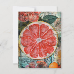 Grapefruit en bloemen briefkaart