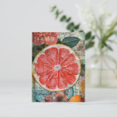 Grapefruit en bloemen briefkaart (Staand voorkant)