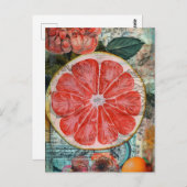 Grapefruit en bloemen briefkaart (Voorkant / Achterkant)
