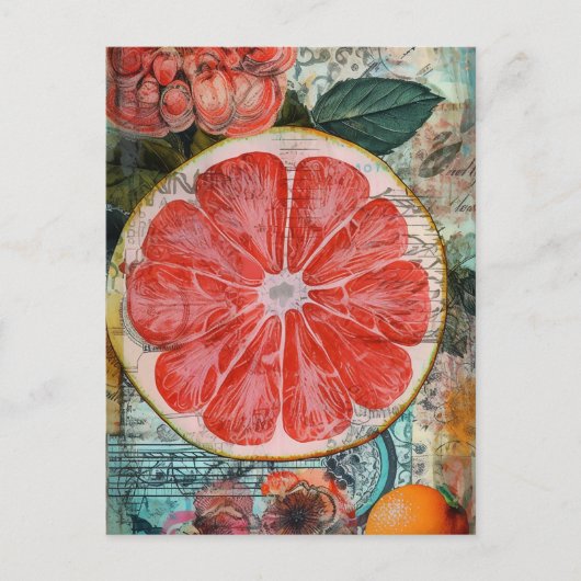 Grapefruit en bloemen briefkaart (Voorkant)