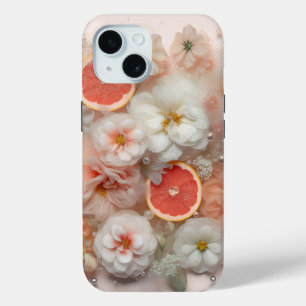 Grapefruit en bloemen iPhone 15 case