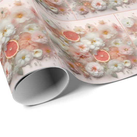 Grapefruit en bloemen in het water cadeaupapier (Rol Hoek)