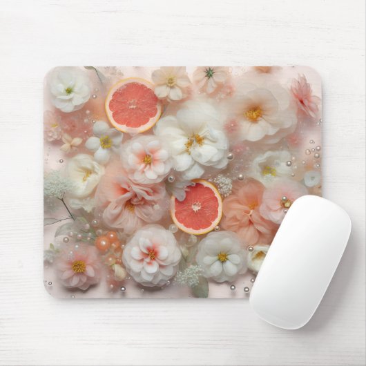 Grapefruit en bloemen muismat (Met muis)