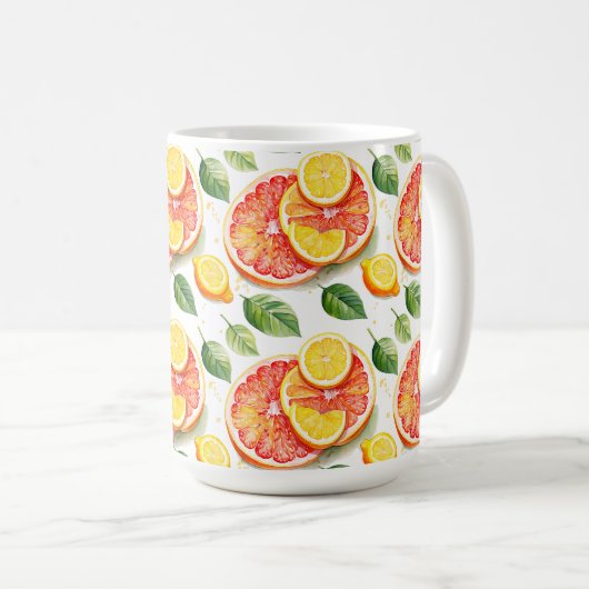 Grapefruit en citroenen Summer Vibes Koffiemok (Voorkant rechts)