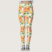 Grapefruit en citroenen Waterverf Citrus Leggings (Voorkant)