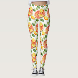 Grapefruit en citroenen Waterverf Citrus Leggings