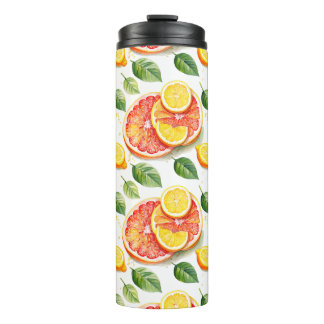 Grapefruit en citroenen Waterverf Citrus Thermosbeker