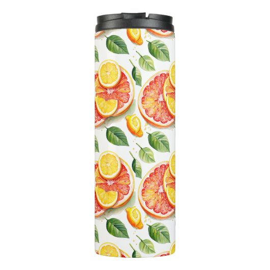 Grapefruit en citroenen Waterverf Citrus Thermosbeker (Achterkant)
