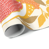 Grapefruit en halve snijwonden met bladeren op wit cadeaupapier (Rol Hoek)