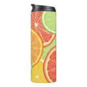 Grapefruit en oranje abstracte achtergrond. thermosbeker (Geroteerd rechts)