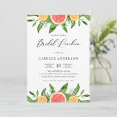 Grapefruit en Sinaasappels Summer Bridal Luncheon Kaart (Staand voorkant)