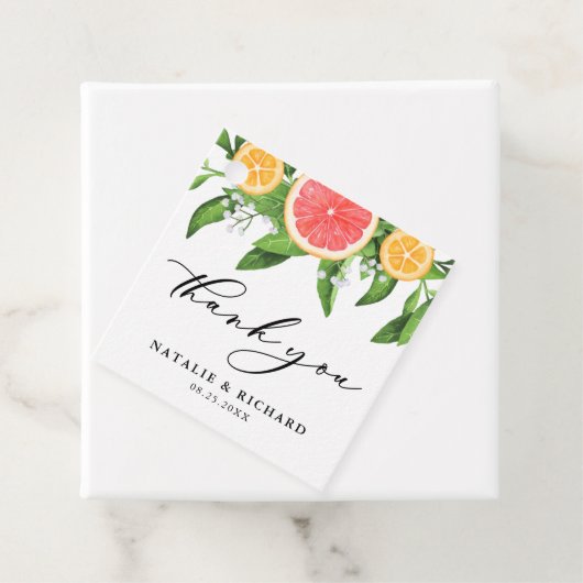 Grapefruit en Sinaasappels Summer Weddenschap Bedankjes Labels (In situ)
