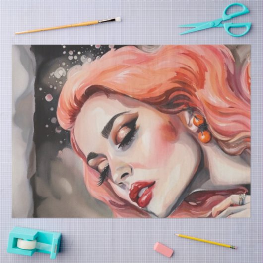 Grapefruit Goddess Roze Haired Decoupage Tissuepapier (Craft)