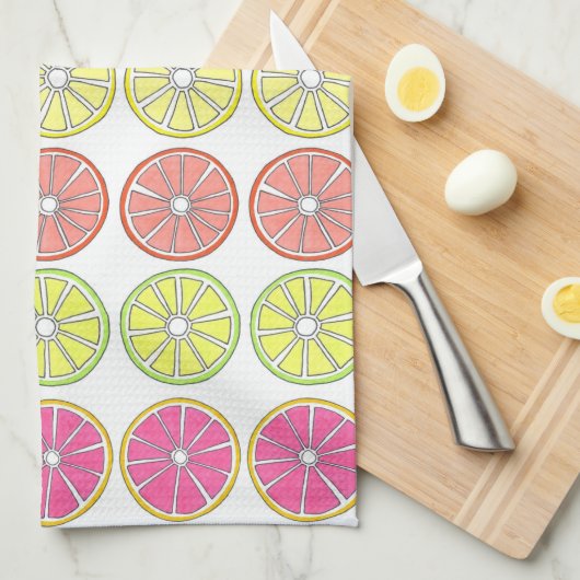 Grapefruit Lemon Limoen Sinaasappel Citrus Fruitdo Theedoek (Quarter Fold)