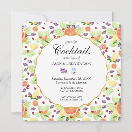 Grapefruit Lemon Sinaasappel Citrus Fruitmix Cockt Kaart (Voorkant)