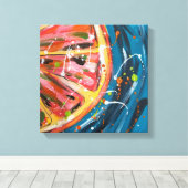 Grapefruit Levendig Fruit Kunst Canvas Afdruk (Insitu (Houten vloer))