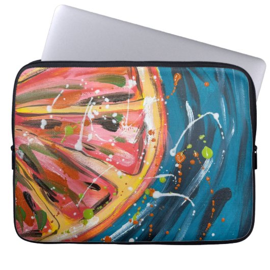 Grapefruit Levendig Fruit Kunst Laptop Sleeve (Voorkant)