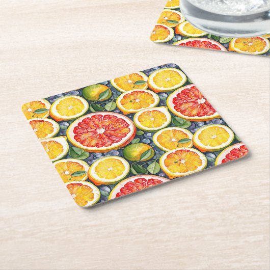 Grapefruit, limoenen en citroenen Citrus thema Kartonnen Onderzetters (Schuin)