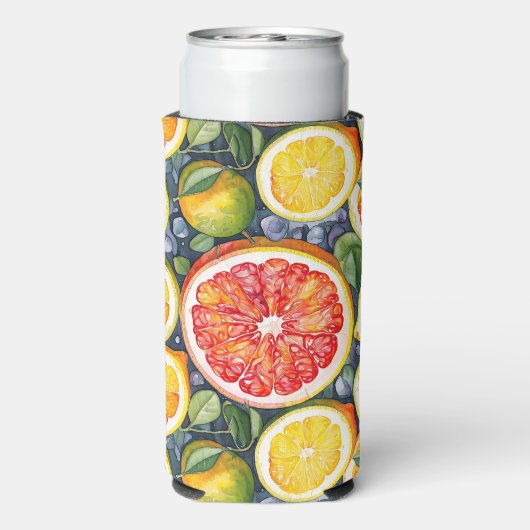 Grapefruit, limoenen en citroenen Citrus thema Seltzer Blikjeskoeler (Seltzer Achterkant)
