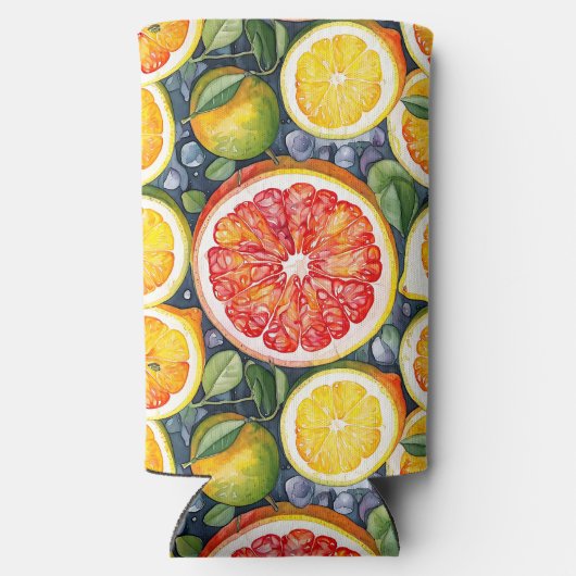 Grapefruit, limoenen en citroenen Citrus thema Seltzer Blikjeskoeler (Achterkant)