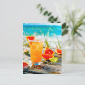 Grapefruit Margarita – Beach Drink Feestdagenkaart (Staand voorkant)