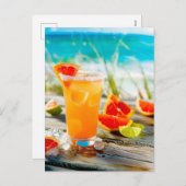 Grapefruit Margarita – Beach Drink Feestdagenkaart (Voorkant / Achterkant)