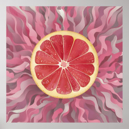 Grapefruit op roze achtergrond, levendig en fris poster