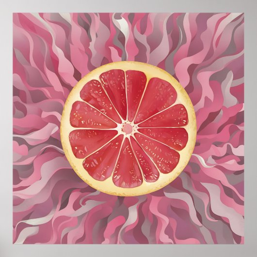 Grapefruit op roze achtergrond, levendig en fris poster (Voorkant)